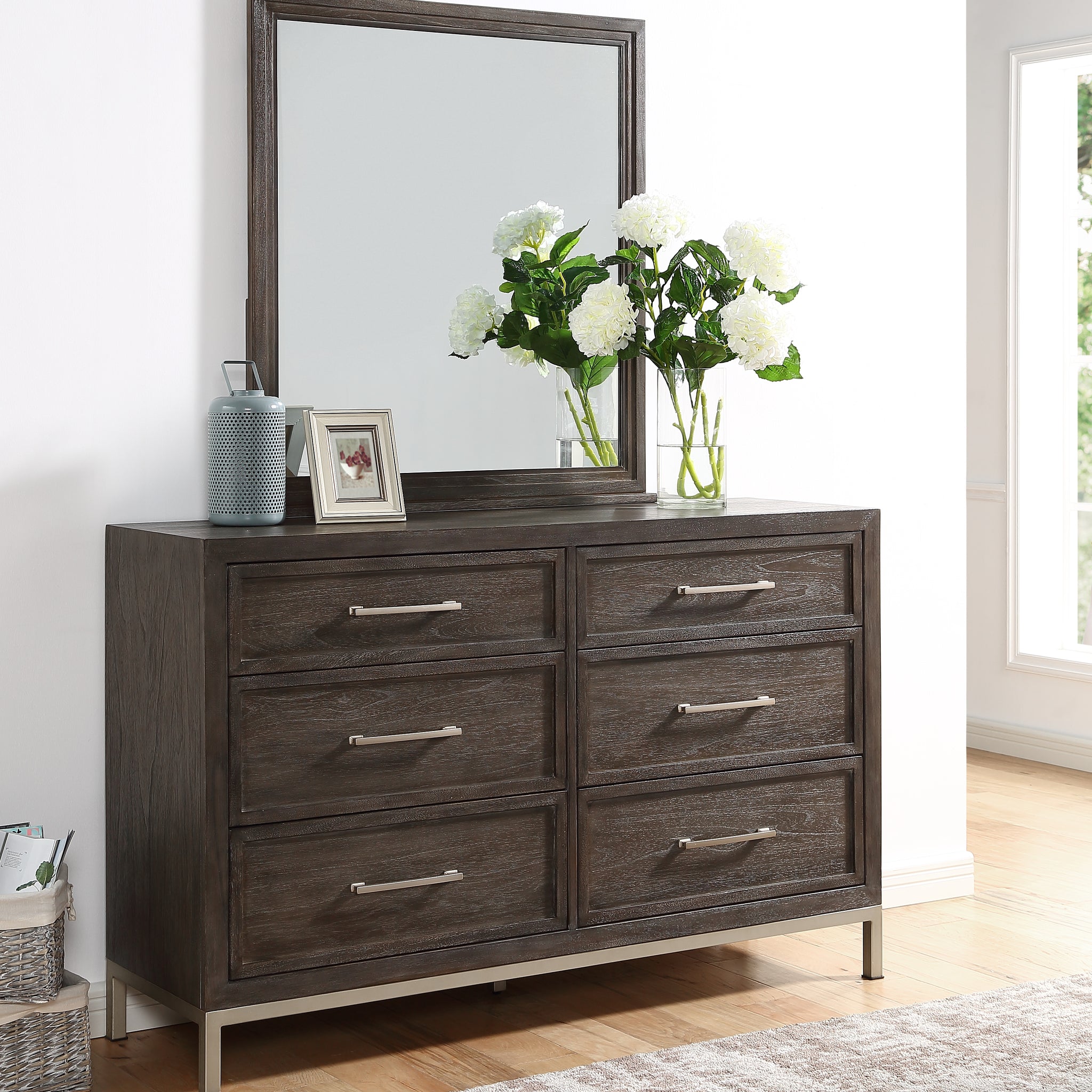 Broomfield Dresser And Mirror Dark Brown Dark Brown Wood