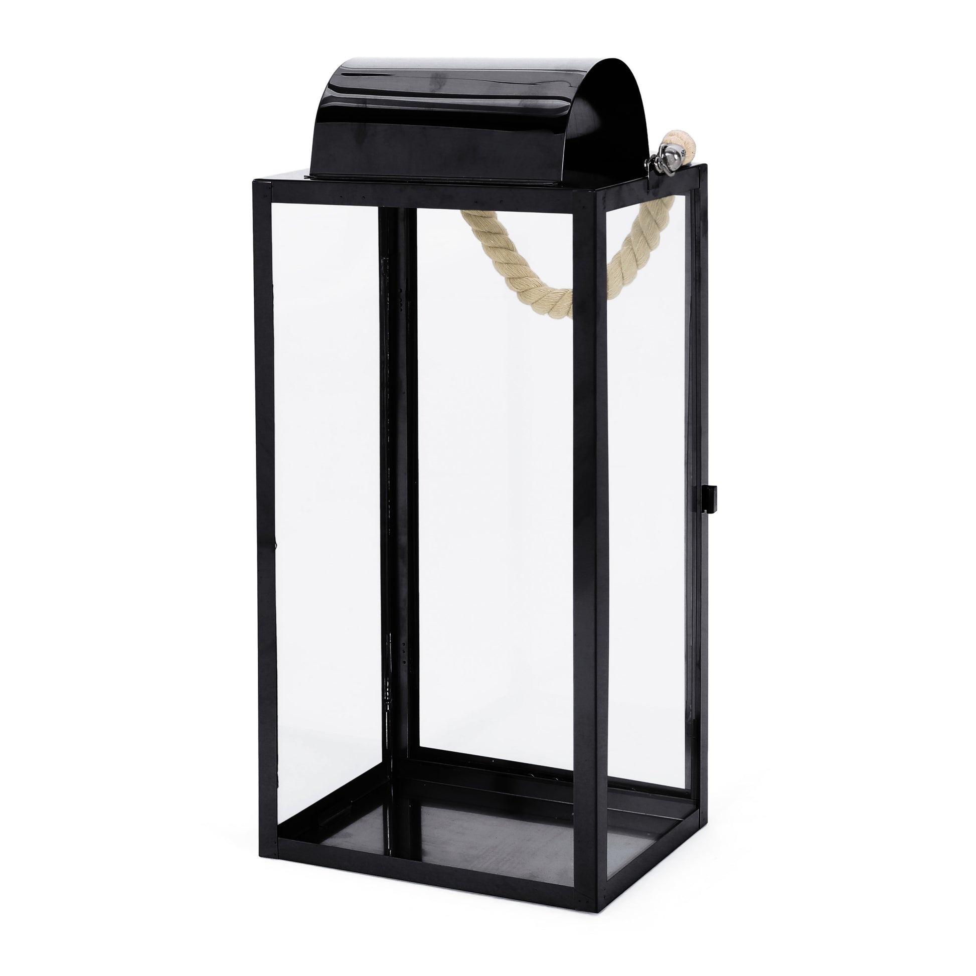 Larry 19"H Stainless Steel Lantern Black Stainless Steel