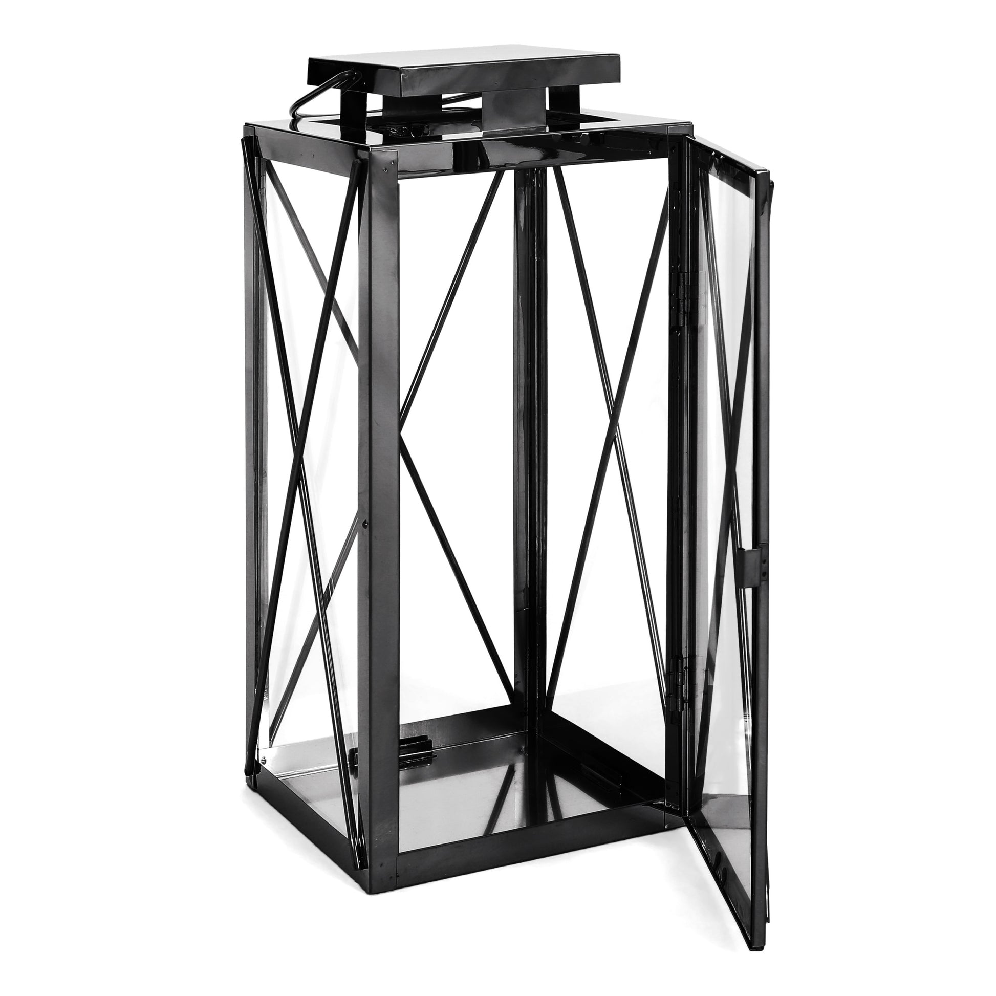 Deborah 14"H Stainless Steel Lantern Black Stainless Steel