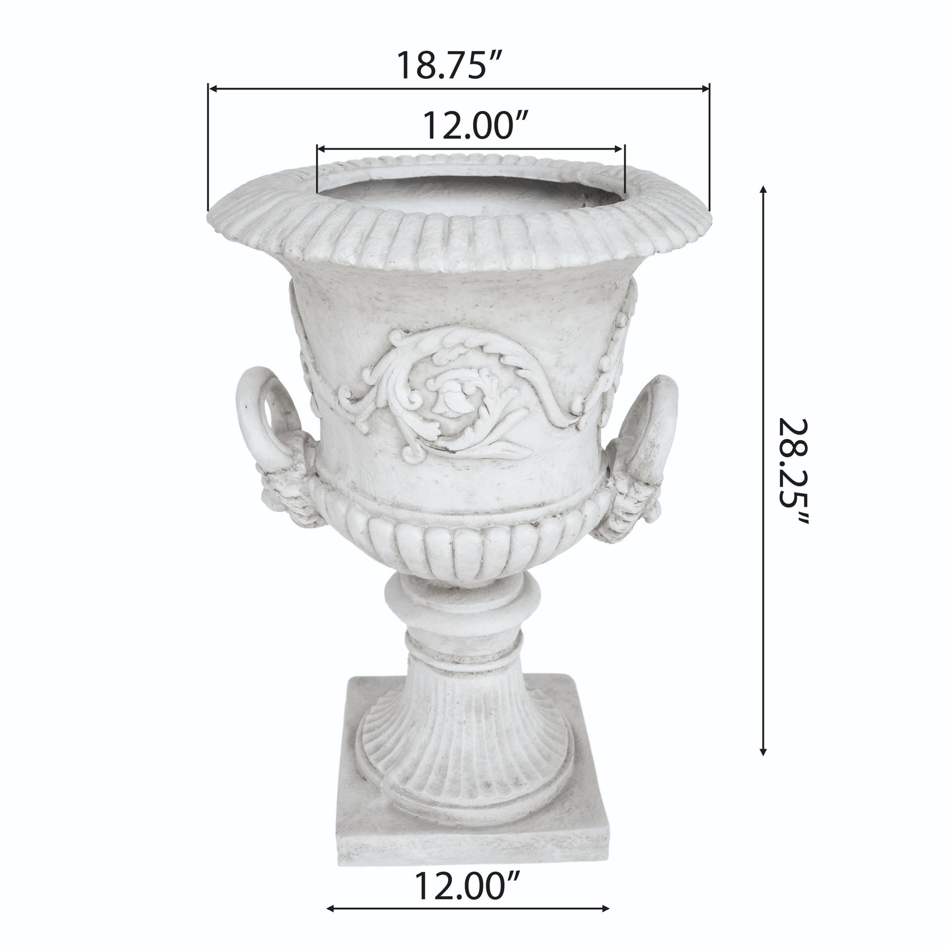 Mgo Garden Urn Planter Antique White Magnesium Oxide