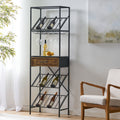 Wine Rack Black Natural Mdf Metal