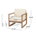 Outdoor Acacia Wood Club Chair With Cushions, Brown And Beige, 29.5'' D X 27.5'' W X 31.5'' H Brown Beige Acacia Wood