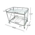 Bar Cart Silver Glass Metal