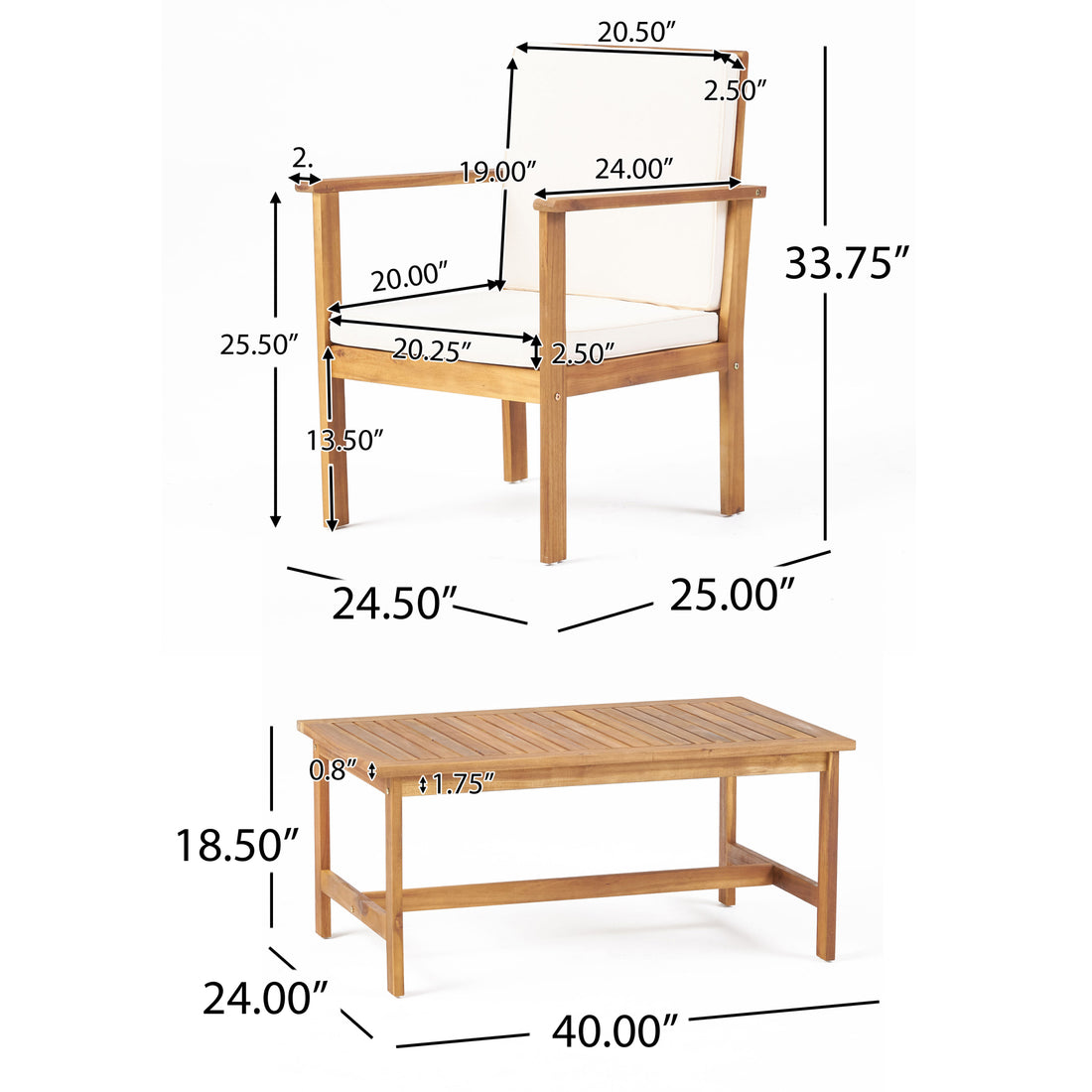 2 Club Chair & Table Brown Wood