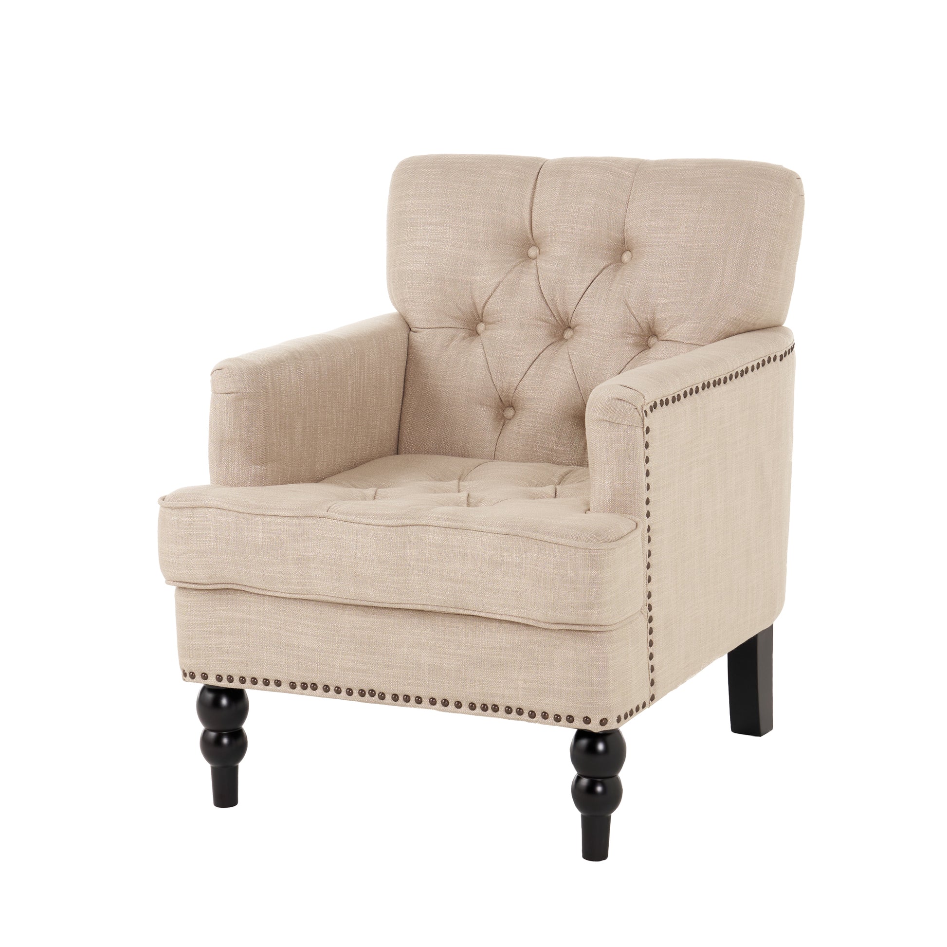 Harrison Tufted Club Chair Beige Primary Living Space American Traditional,Casual Fabric 1 Seat