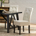 Carter 5 Tuft Kd Dining Chair Ivory Bonded Leather