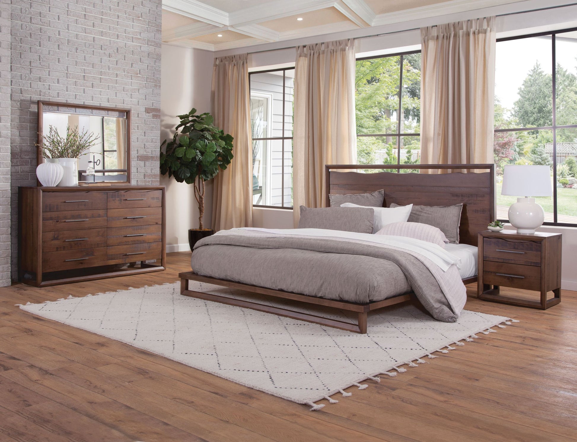 Lofton 4 Piece King Bedroom Set Brown King Brown 4 Piece Set Wood