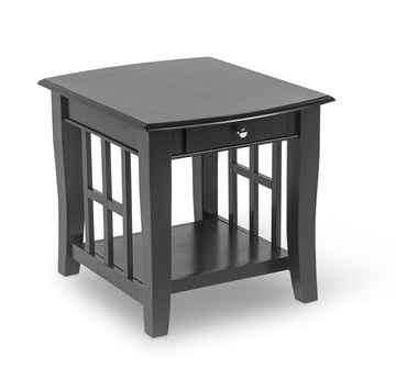 Classic Styling With Ebony Finish Affordable Occasional Tables Bottom Shelves, Elegant Lattice Ends Ebony Solid Wood Mdf