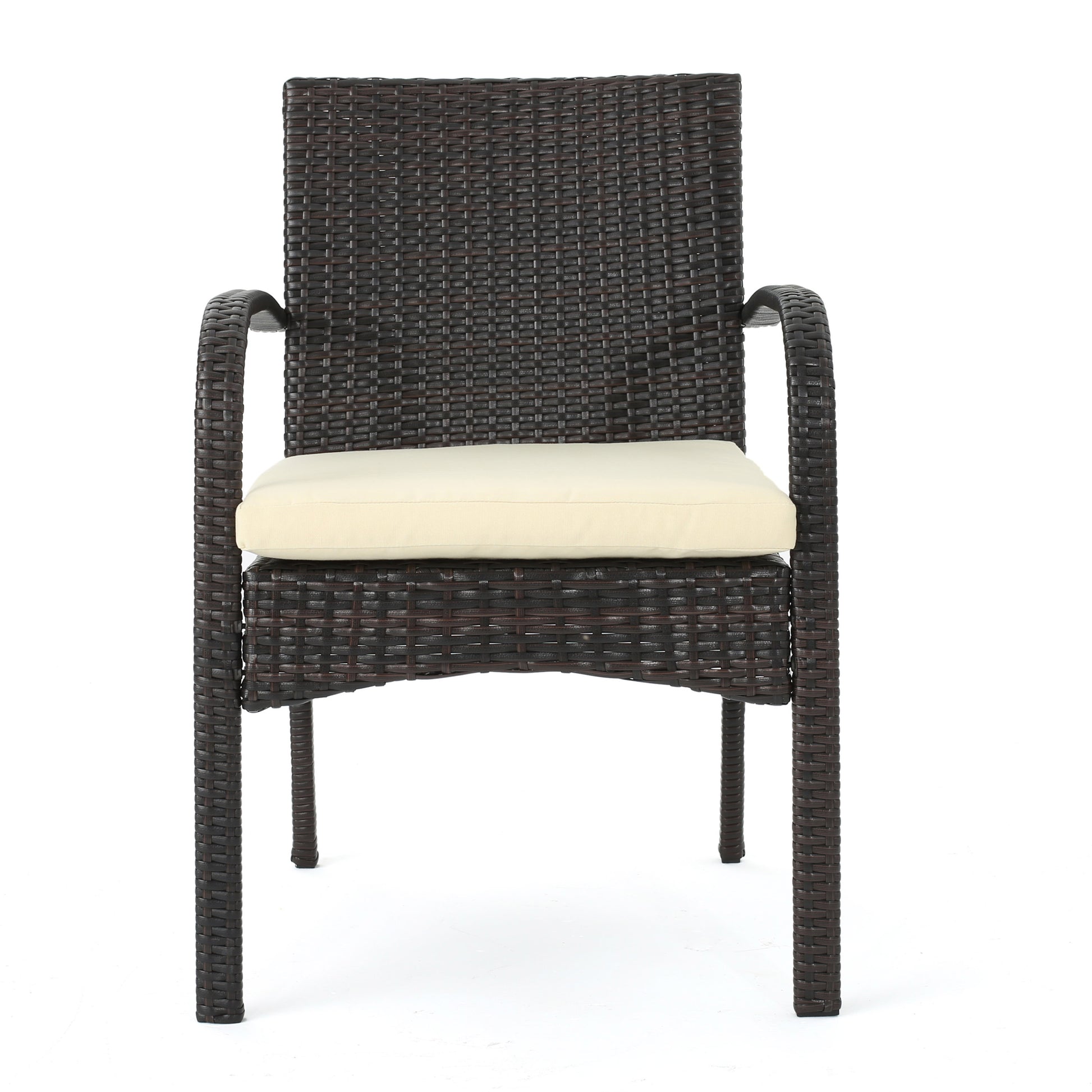 Cordoba Kd Pe Wicker Dining Chair Brown Beige Pe Rattan Iron Waterproof Fabric