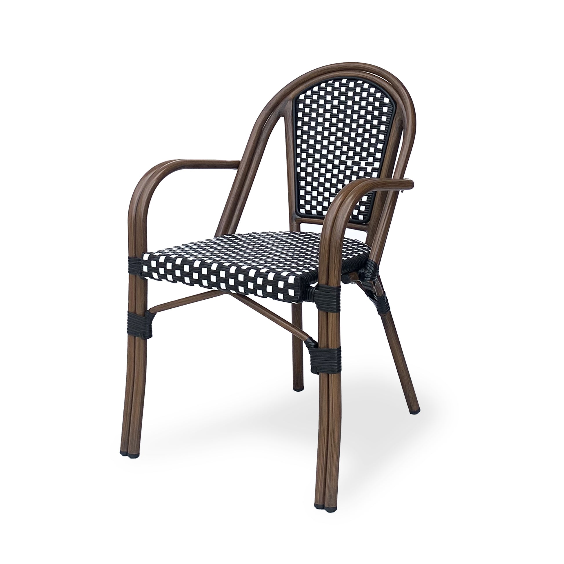 Bistro Chair Black White Rattan