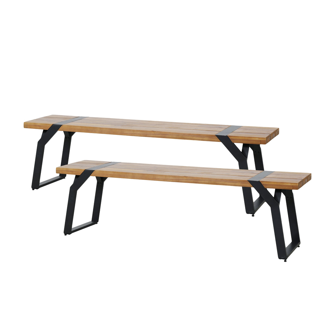 Zora Bench,Set Of 2 Teak Black Wood