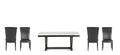 Finley 5 Piece Dining Set White Table & Black Chair White White Marble