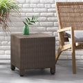Puerta Accent Table Brown Pe Rattan Iron