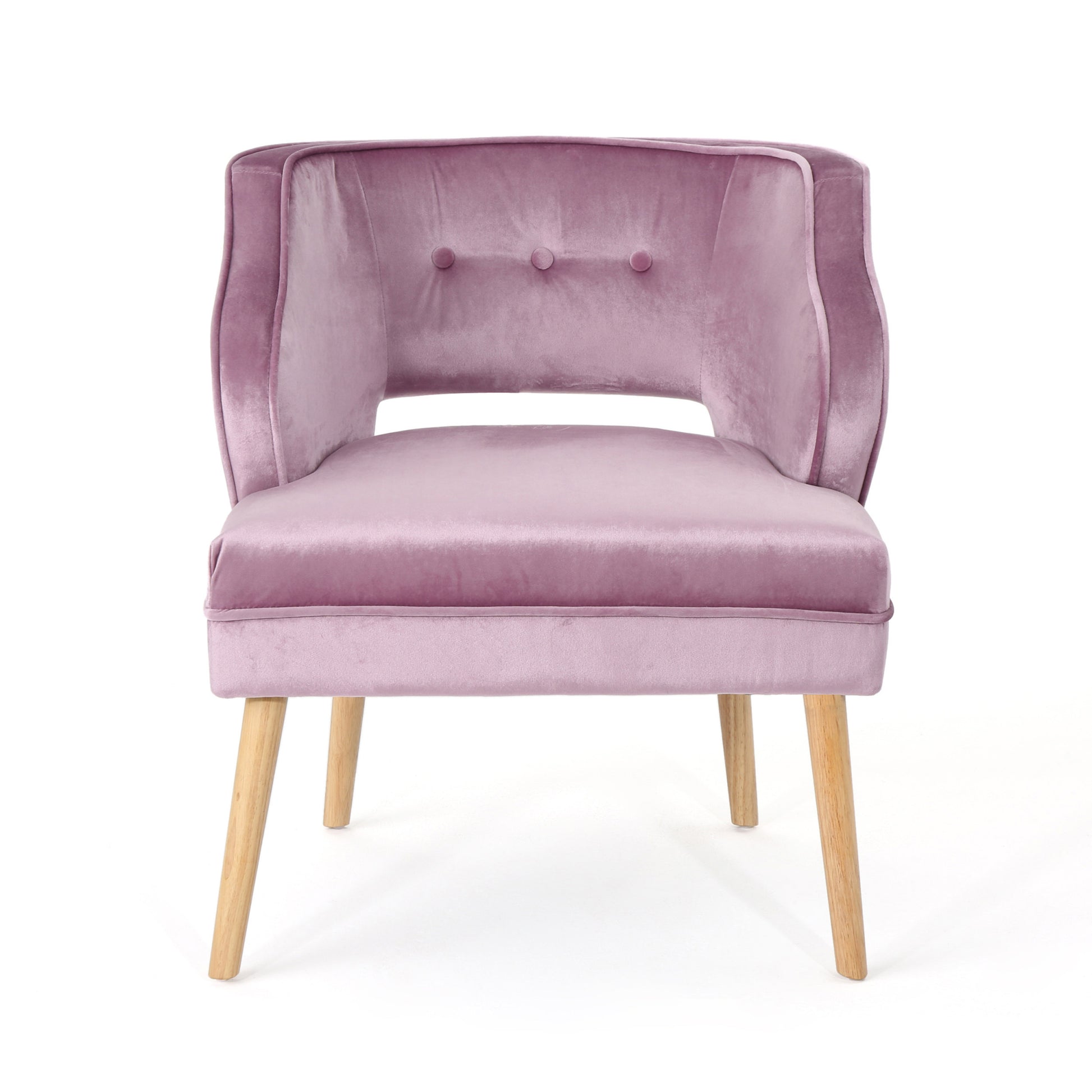 Michaela Mid Century Velvet Tufted Accent Chair, Light Lavender Lavender Purple Velvet