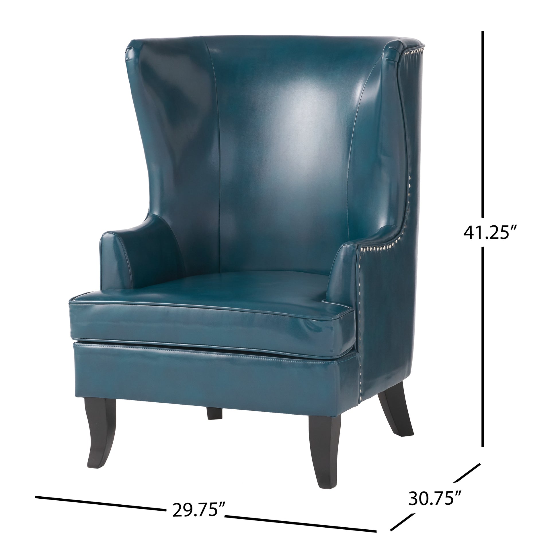 Canterbury Hi Back Wing Chair Teal Leather