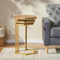 End Table Set Of 3 Natural Wood Metal