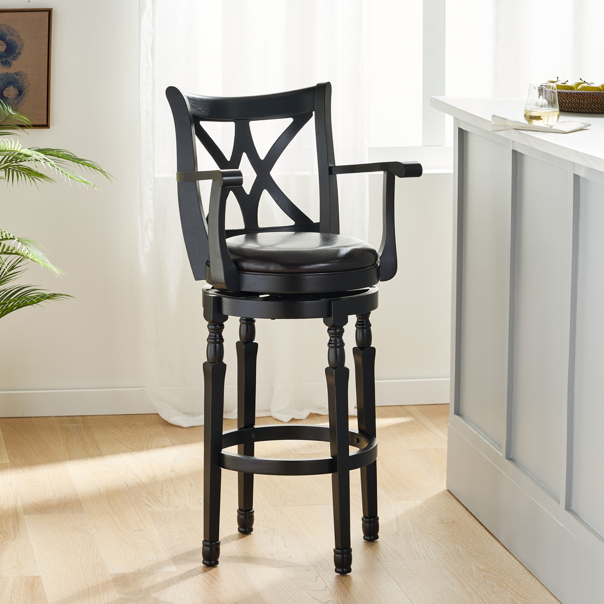 Leather Bar Stool Espresso Leather