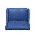 Oversized Textured Fabric Pushback Recliner, Navy Blue And Dark Brown Navy Blue Fabric