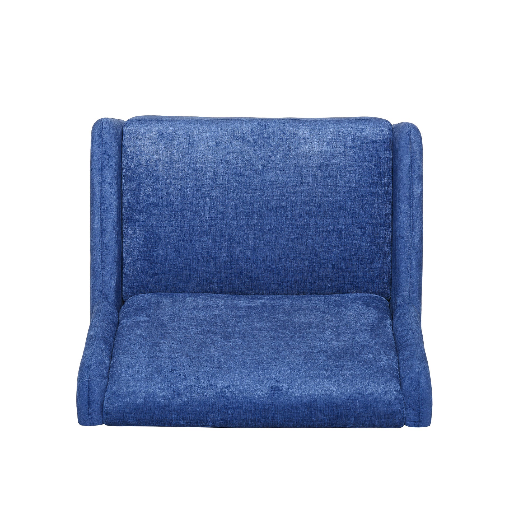 Oversized Textured Fabric Pushback Recliner, Navy Blue And Dark Brown Navy Blue Fabric