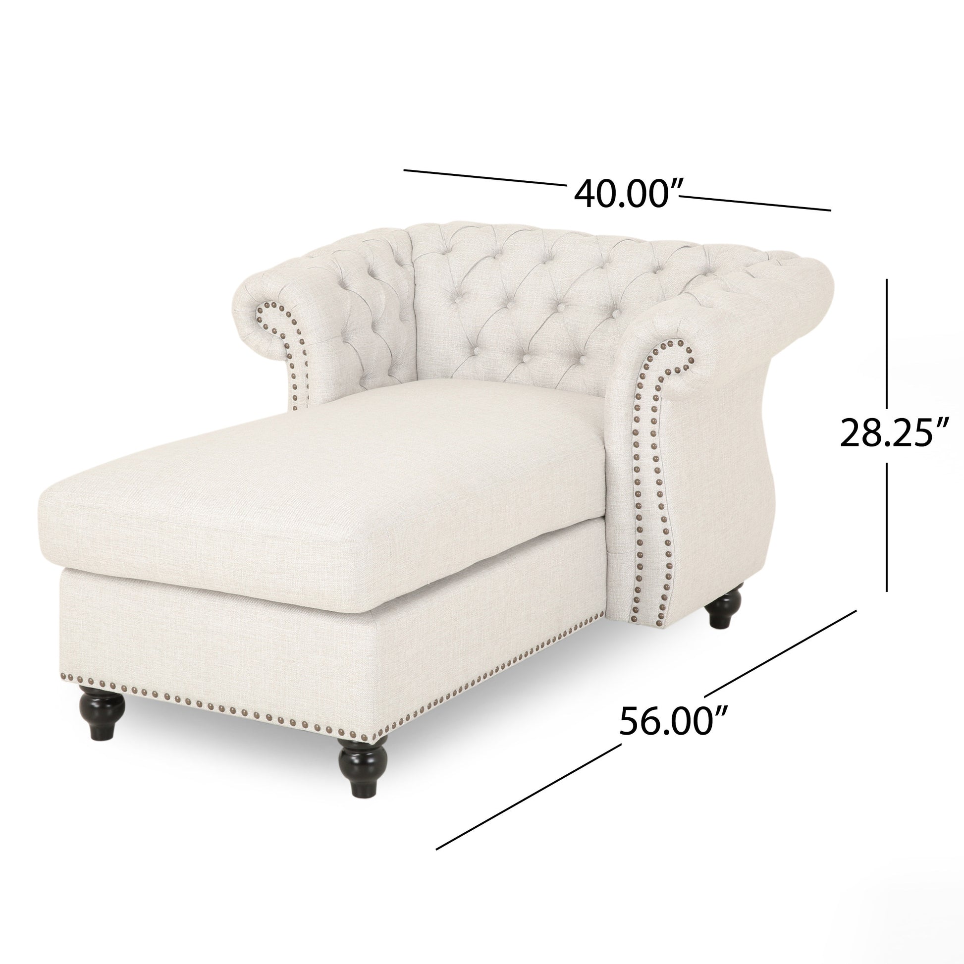 Chaise Lounge Beige Fabric