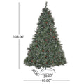 9' Cashmere And Snow Bristle Mixed Tree With 105 Pine Cones And 1200Clear Lights Ul,2317Tips,Dia:69 Green Pvc