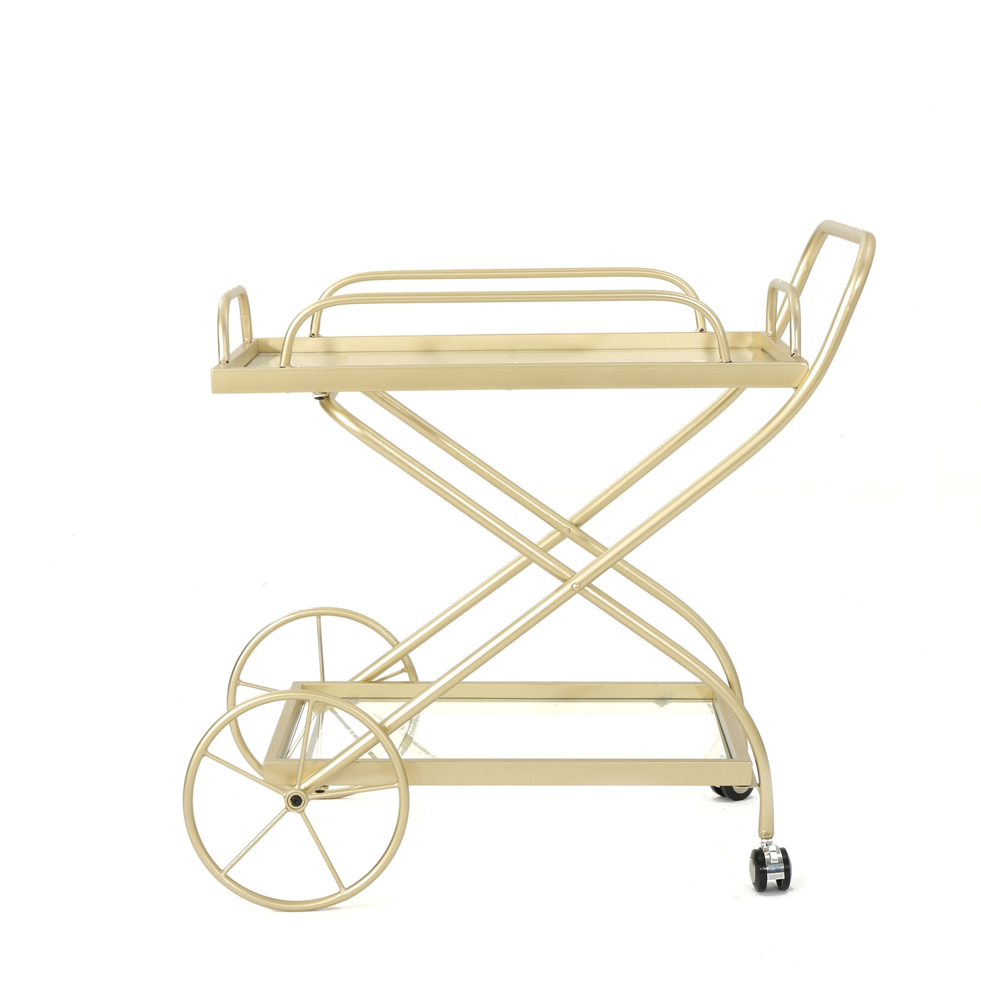 Bar Cart Gold Glass Metal