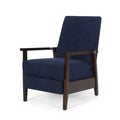 24.75'' Wide Wood Hand Manual Club Recliner Navy Blue Fabric