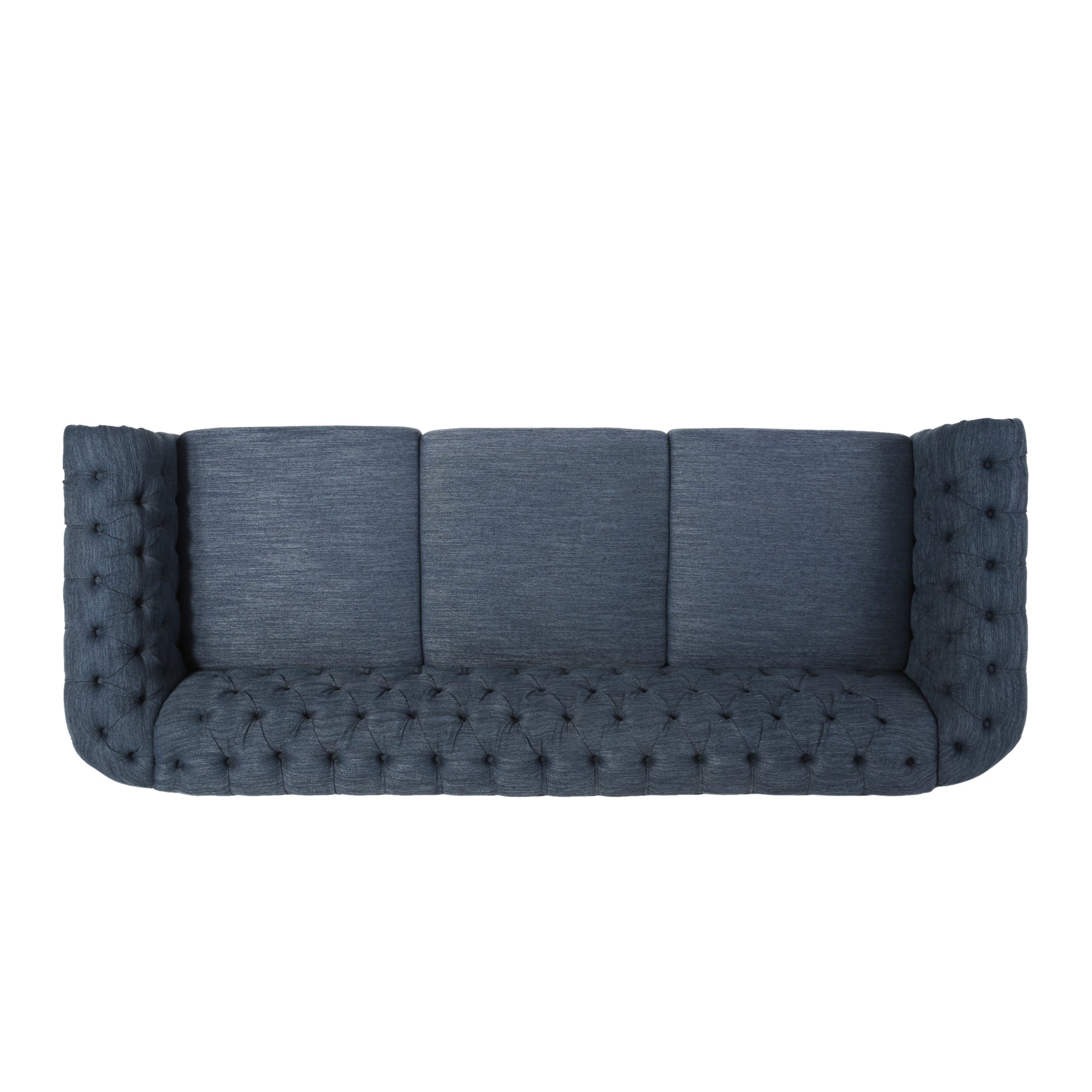 Sofa 3 Seater Navy Blue Fabric 3 Seat