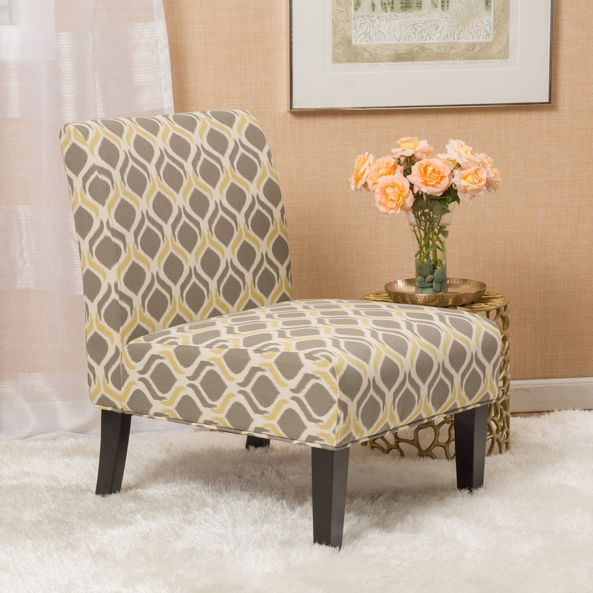 Accent Chair Grey Multi Fabric