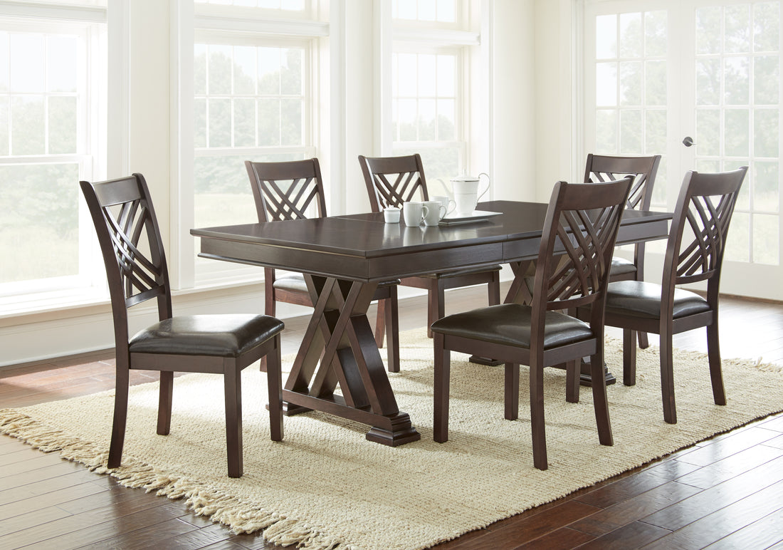 Adrian 7 Piece Dining Set Dark Brown Dark Brown Wood