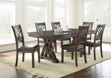 Adrian 7 Piece Dining Set Dark Brown Dark Brown Wood