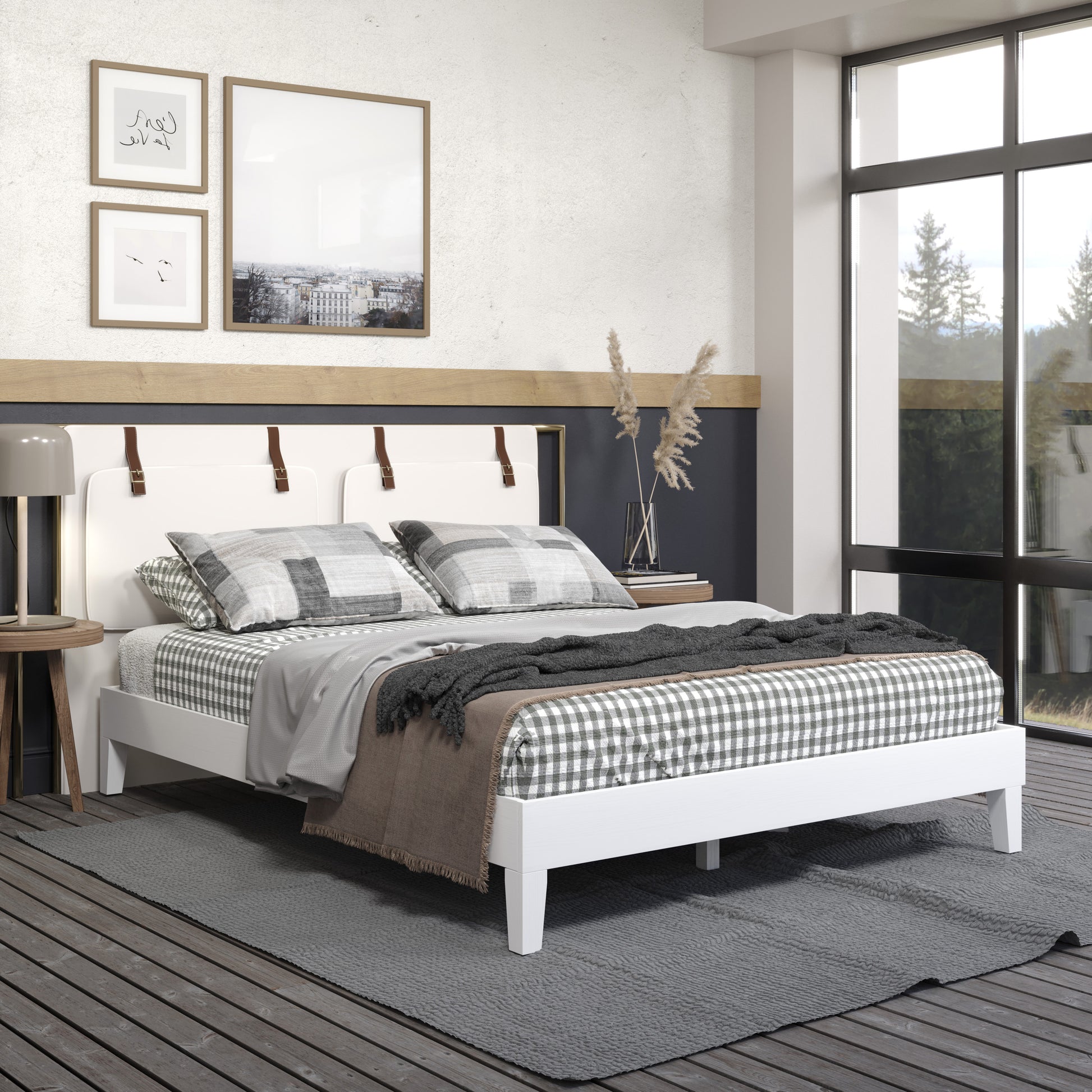 Nix Queen Platform Bed White Queen White Wood