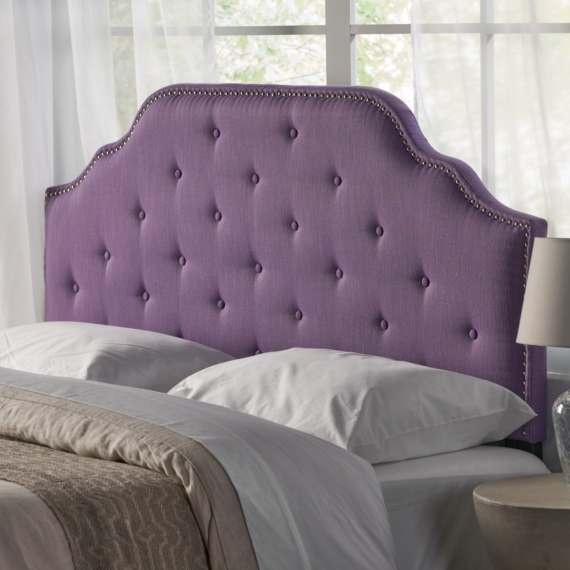 Queen&Full Sized Headboard Queen Light Purple Fabric