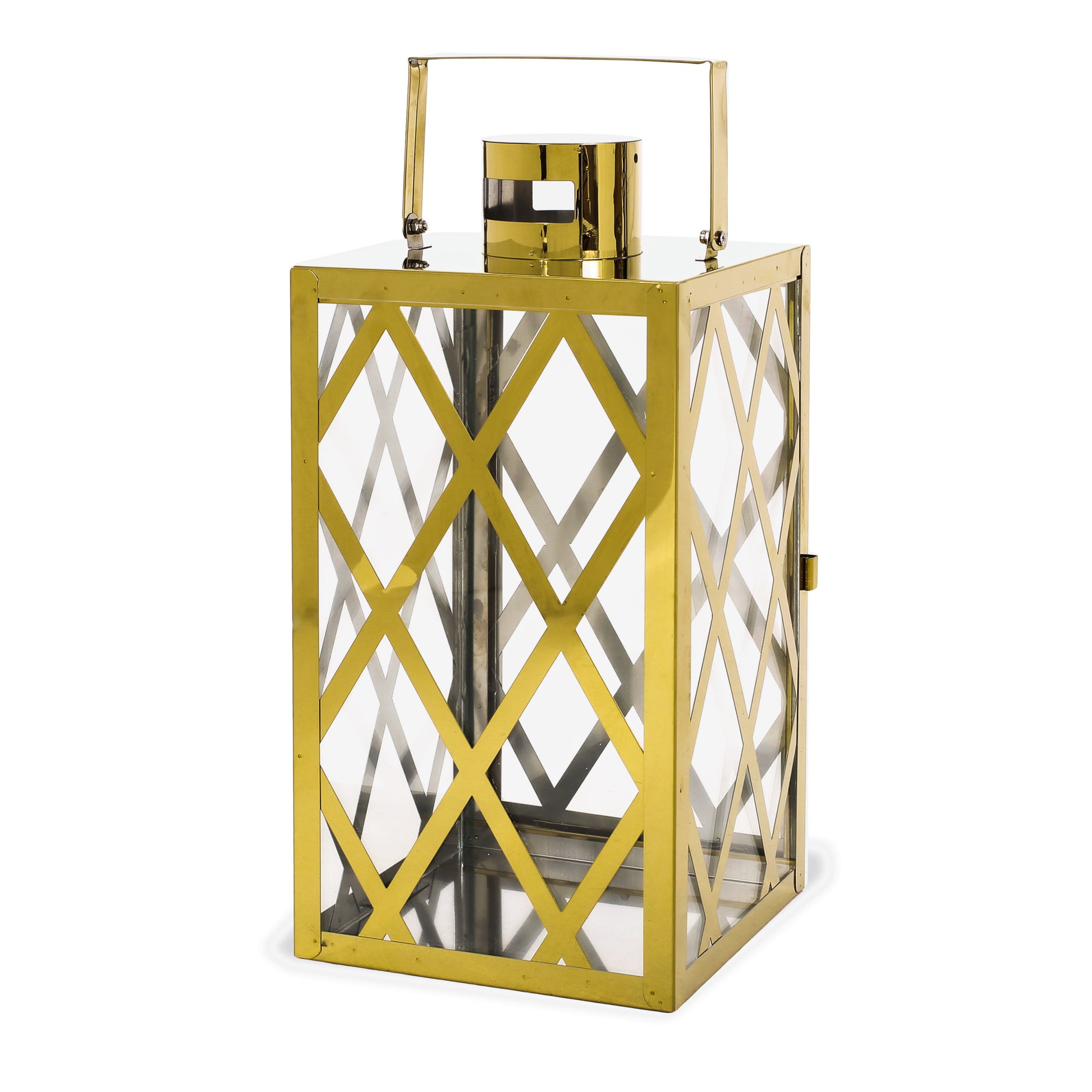 Anton 14"H Stainless Steel Lantern Gold Stainless Steel