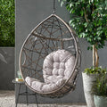 Marlin Hanging Egg Chair Basket Grey Pe Rattan Iron Waterproof Fabric