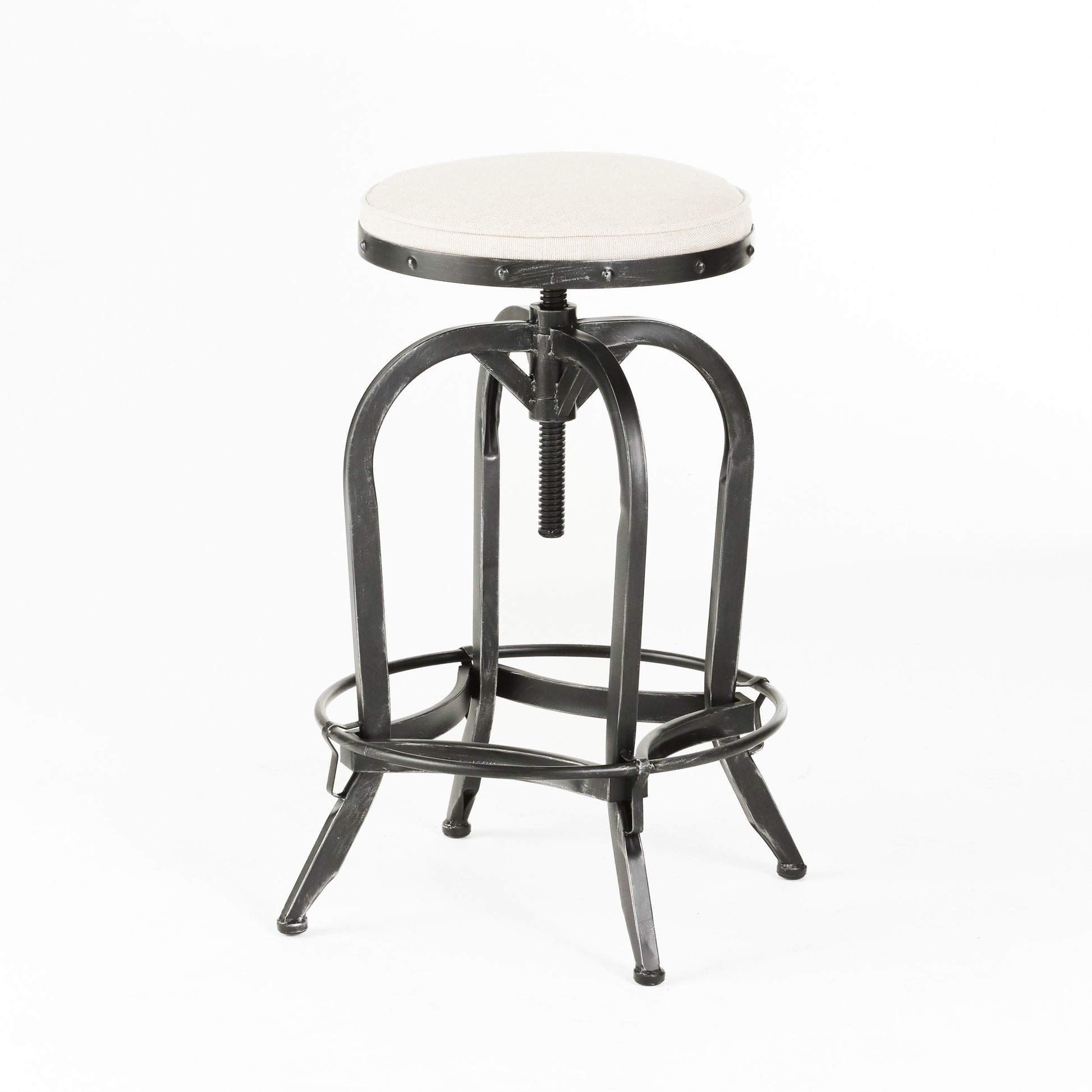 Casini Barstool White Black Fabric Metal