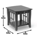 Classic Styling With Ebony Finish Affordable Occasional Tables Bottom Shelves, Elegant Lattice Ends Ebony Solid Wood Mdf