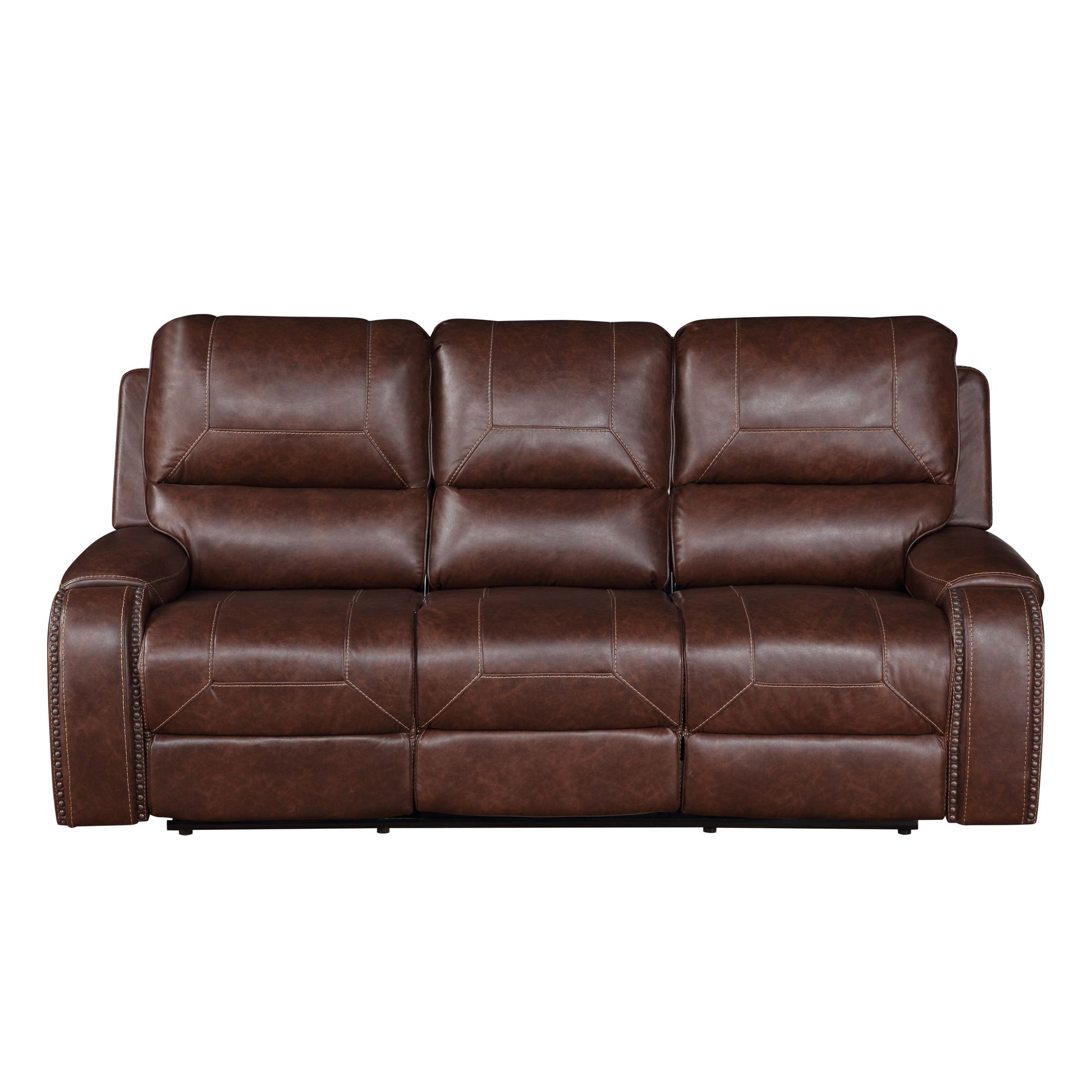 Keily Manual Reclining Sofa Dark Brown Dark Brown Faux Leather 3 Seat