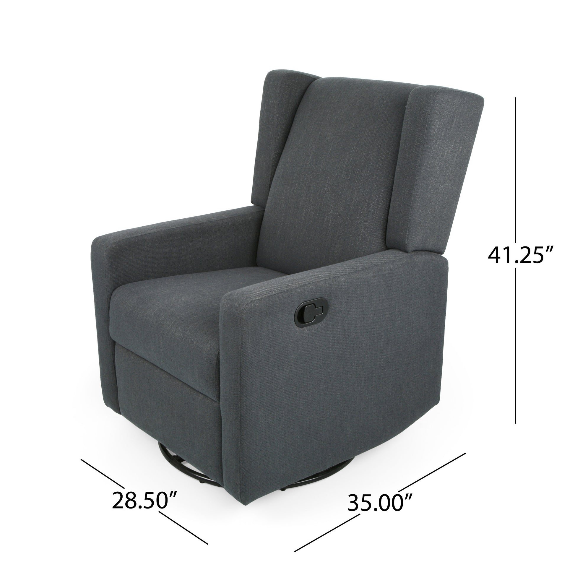 Swivel Glider Recliner Charcoal Fabric