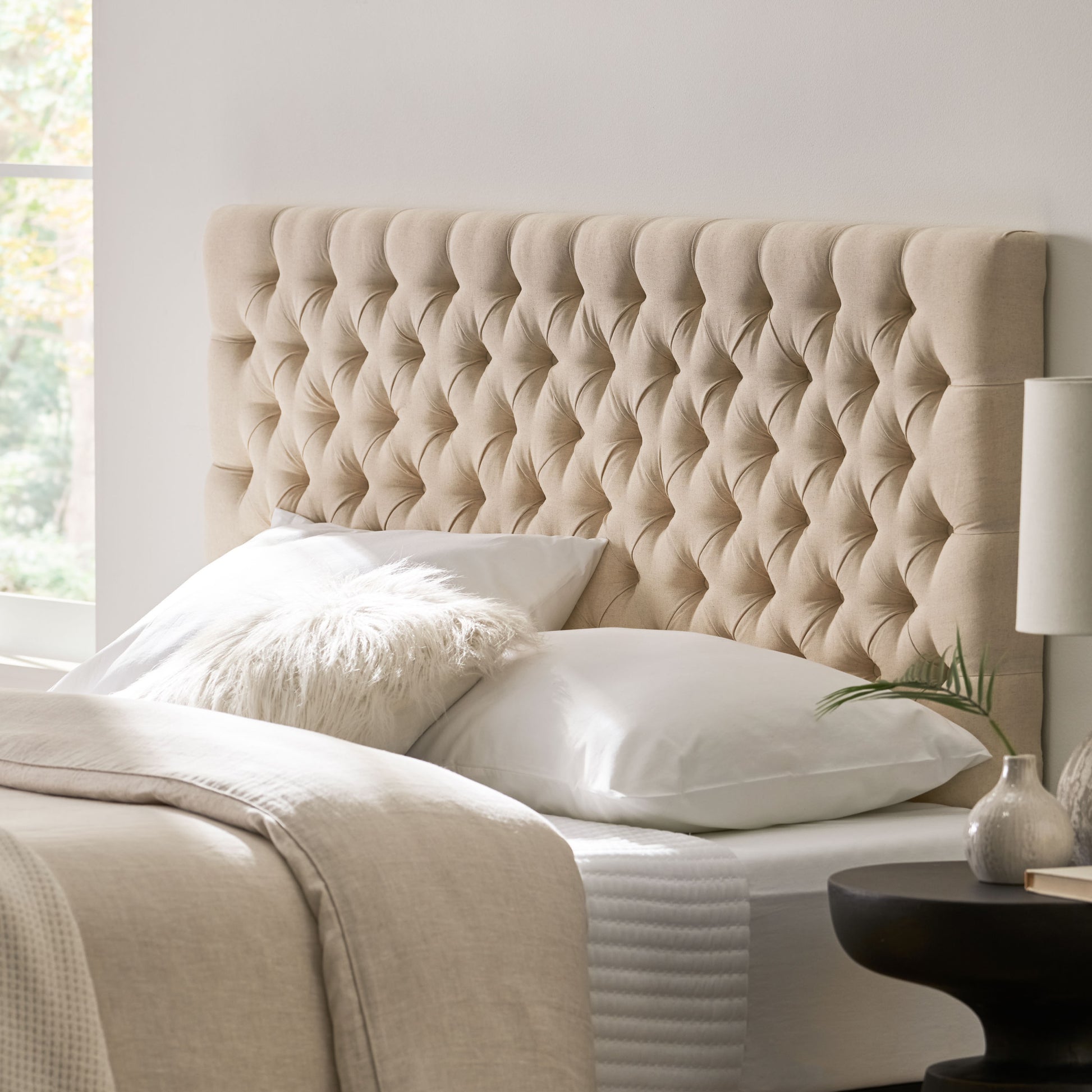 Bierman Headboard Queen Beige Fabric