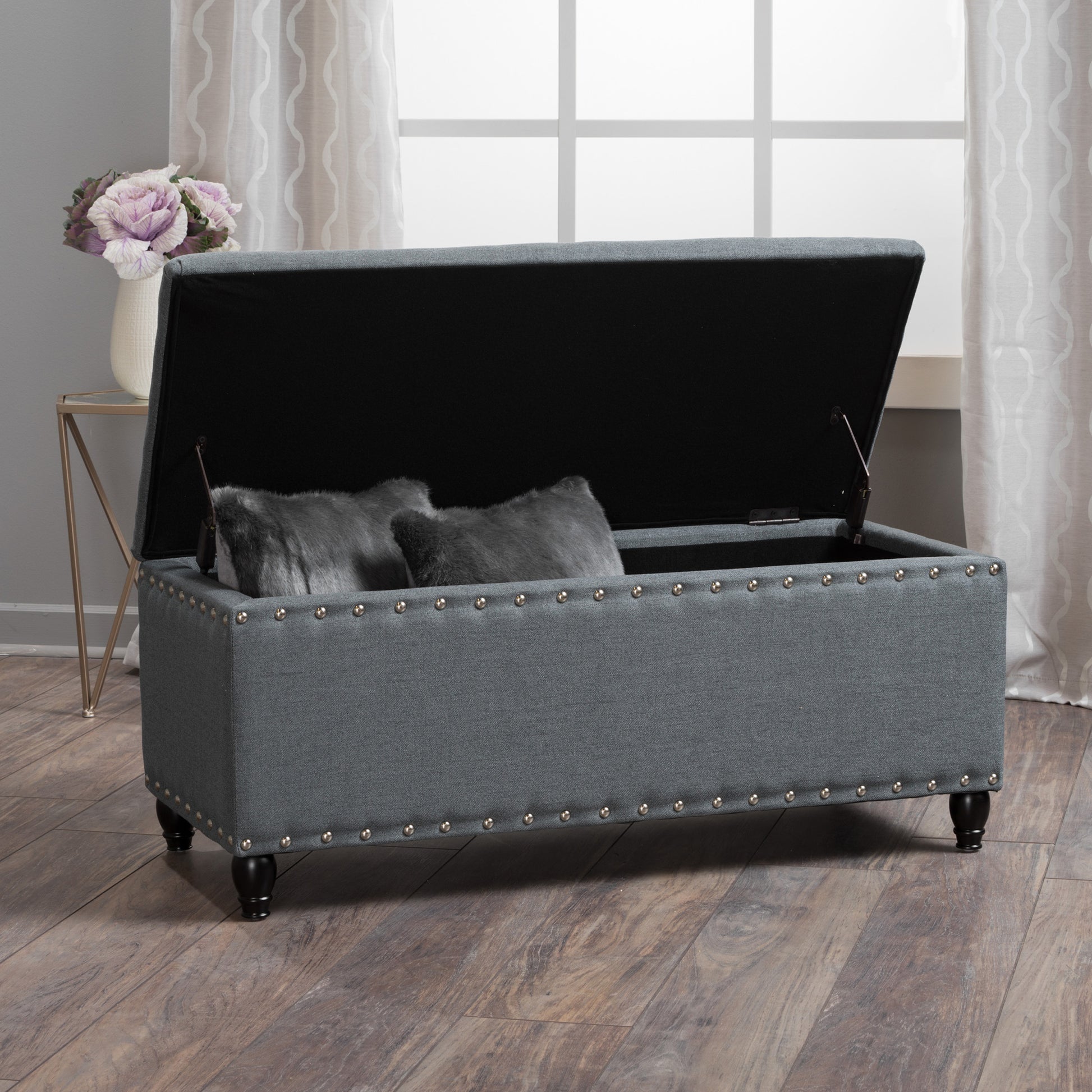 Storage Ottoman Charcoal Fabric