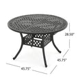 Outdoor Expandable Aluminum Dining Table, Black Sand Finish Black Aluminium