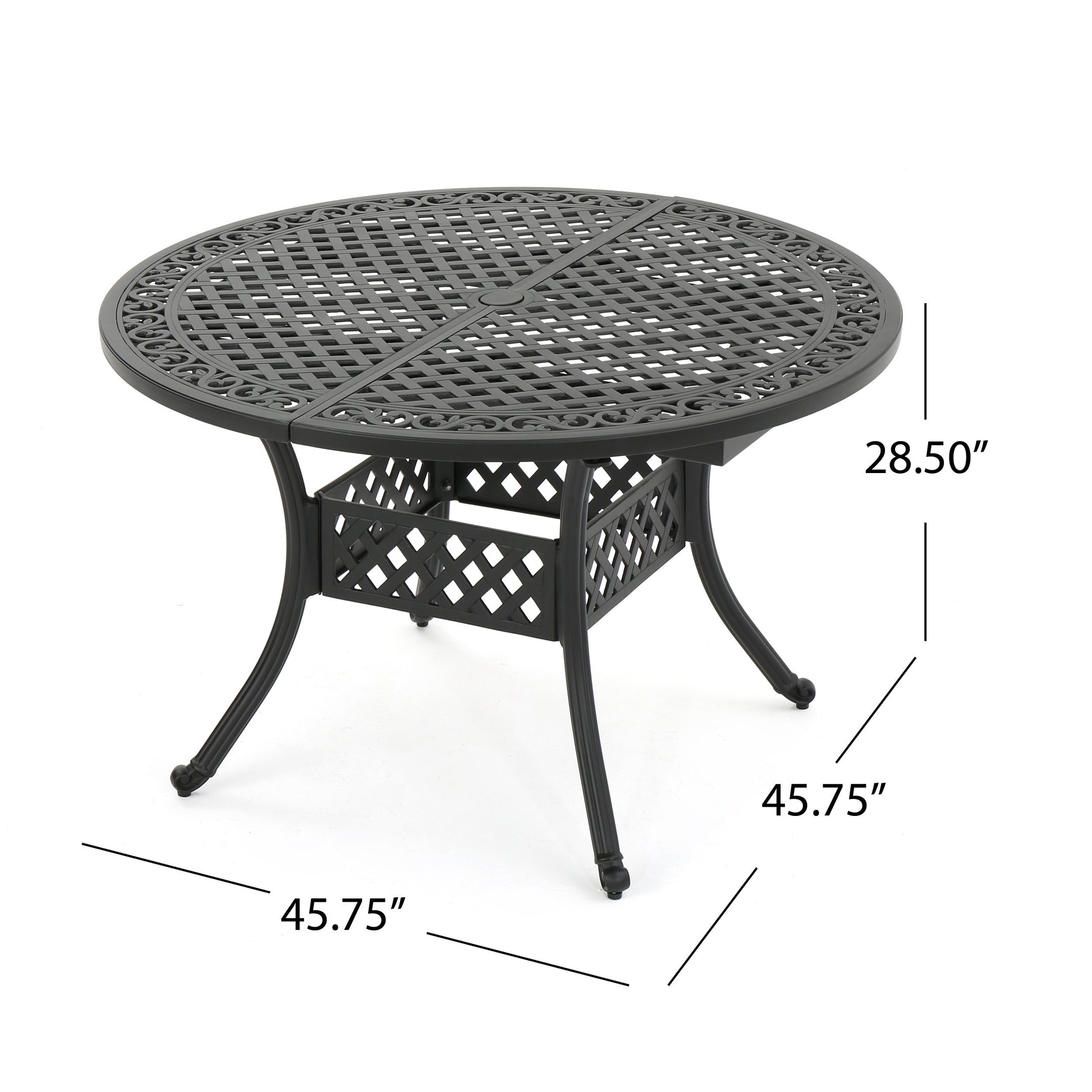 Outdoor Expandable Aluminum Dining Table, Black Sand Finish Black Aluminium