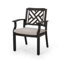 Outdoor Dining Chairs, Light Beige Antique Matte Black Set Of 2 Beige Black Fabric