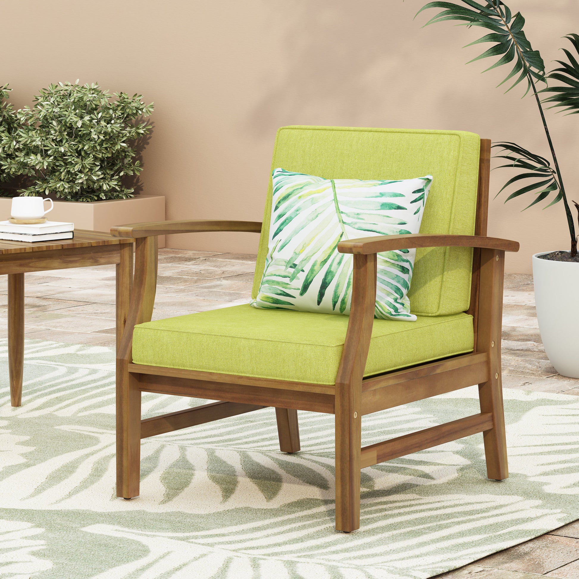 Perla Club Chair, Green Green Acacia Wood