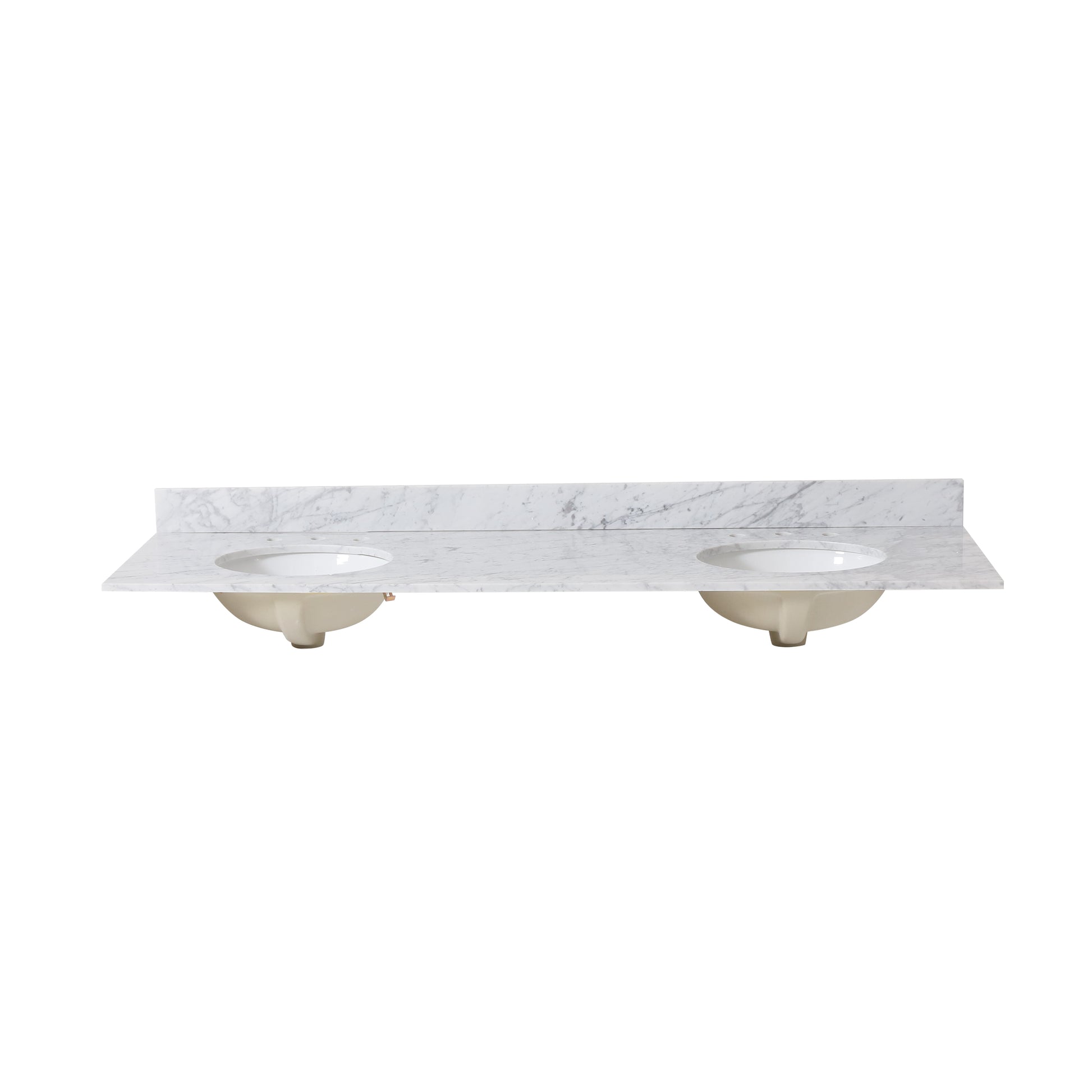 73'' Cararra White Marble Vanity Top&Ceramic Sink White Marble Marble