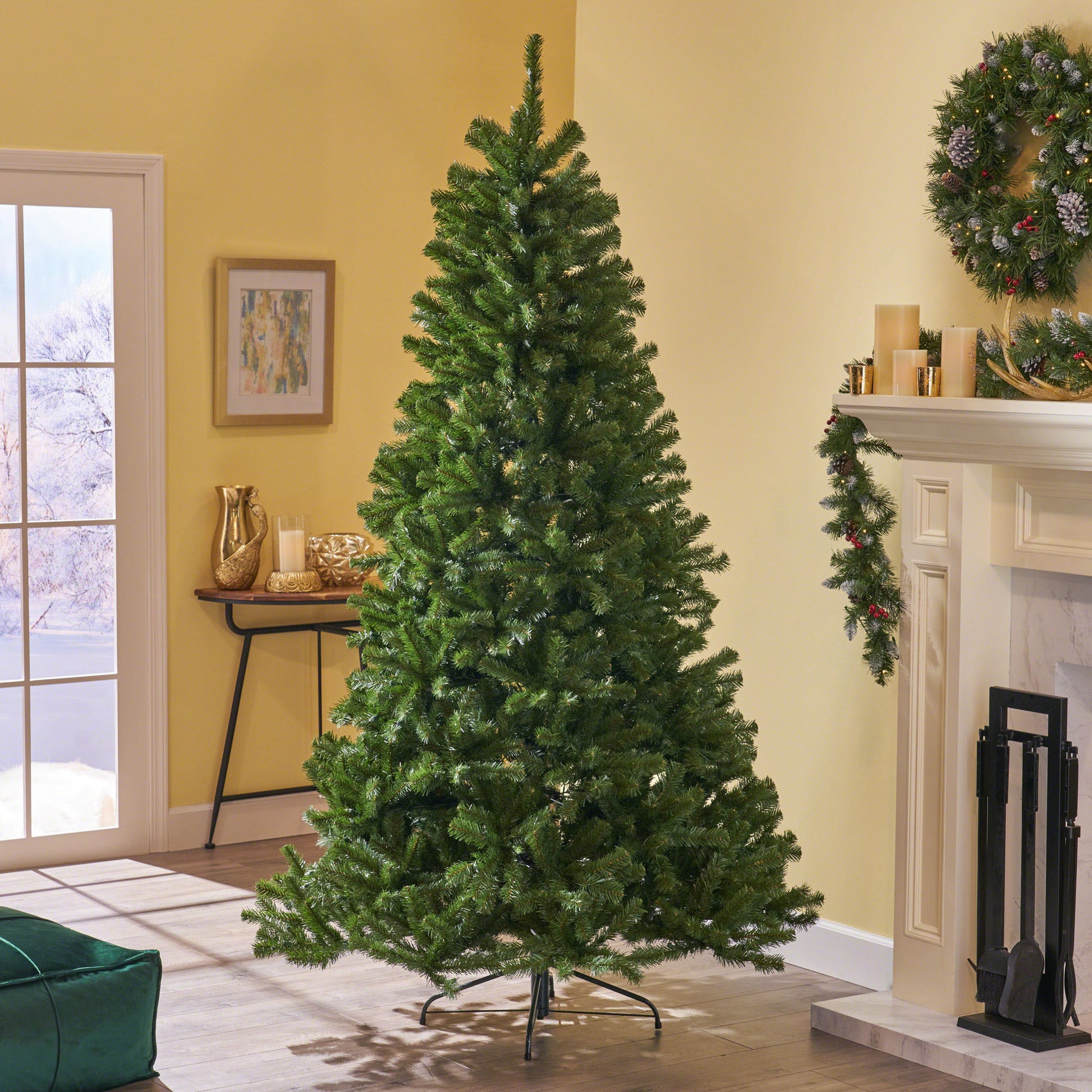 7' Noble Hinged Tree,Dia:48 Green Pvc