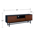 Blynn Midcentury Modern Media Console Black 60 69 Inches Mdf
