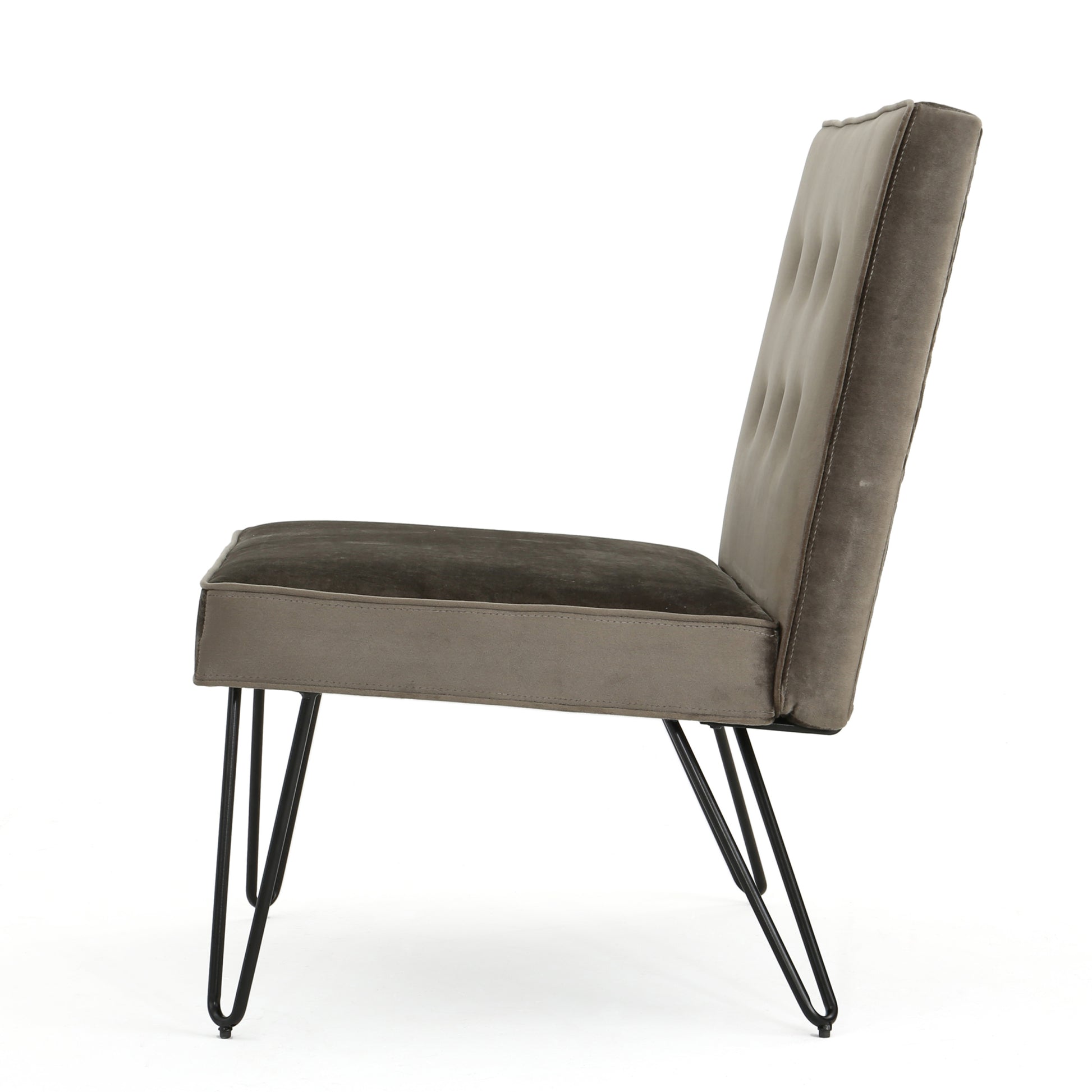 Chair Armless Modern Grey Velvet