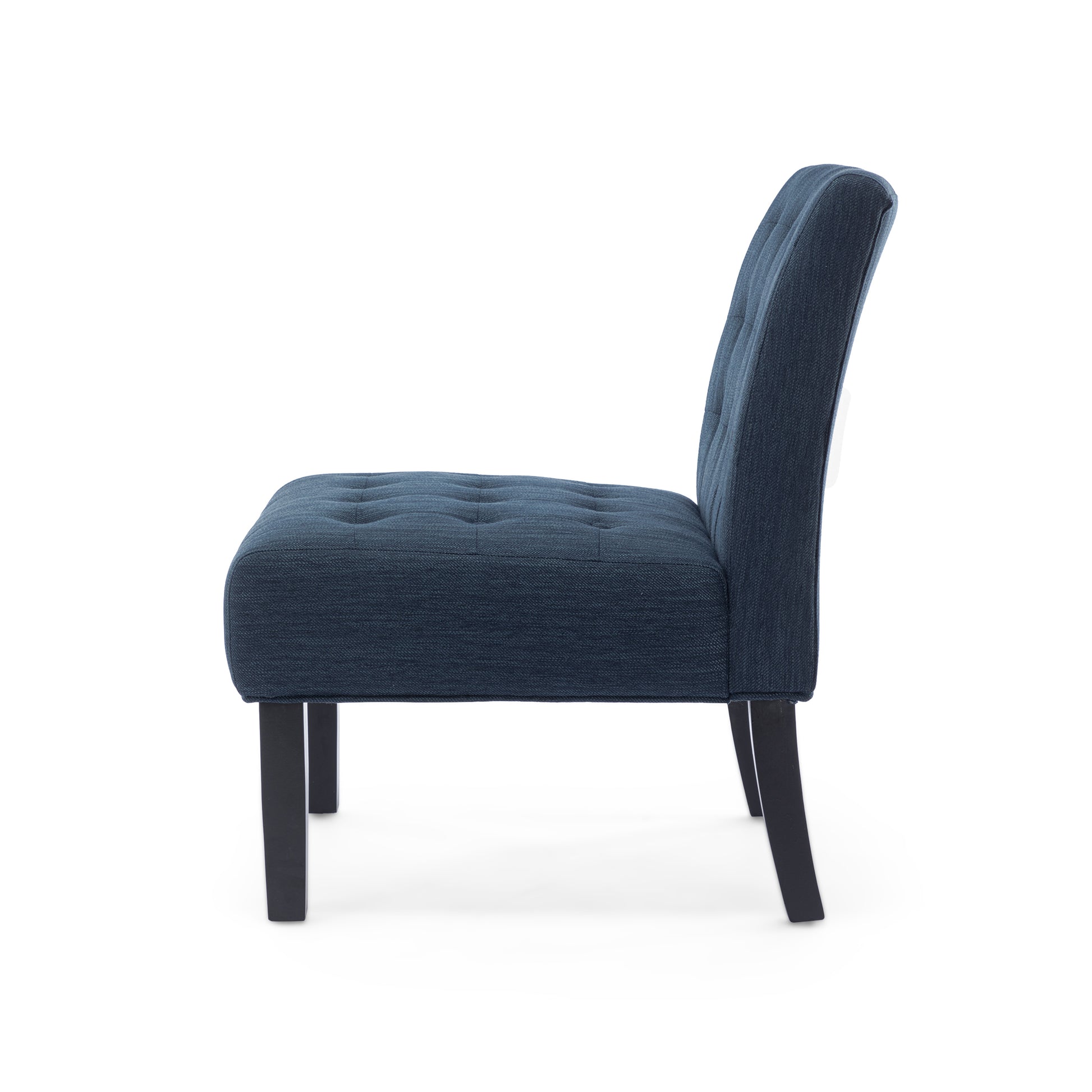 Accent Chair Set Of 2 Pcs Navy Blue Fabric